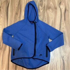 Girls Nike Tech Blue Hoodie with Black Accents